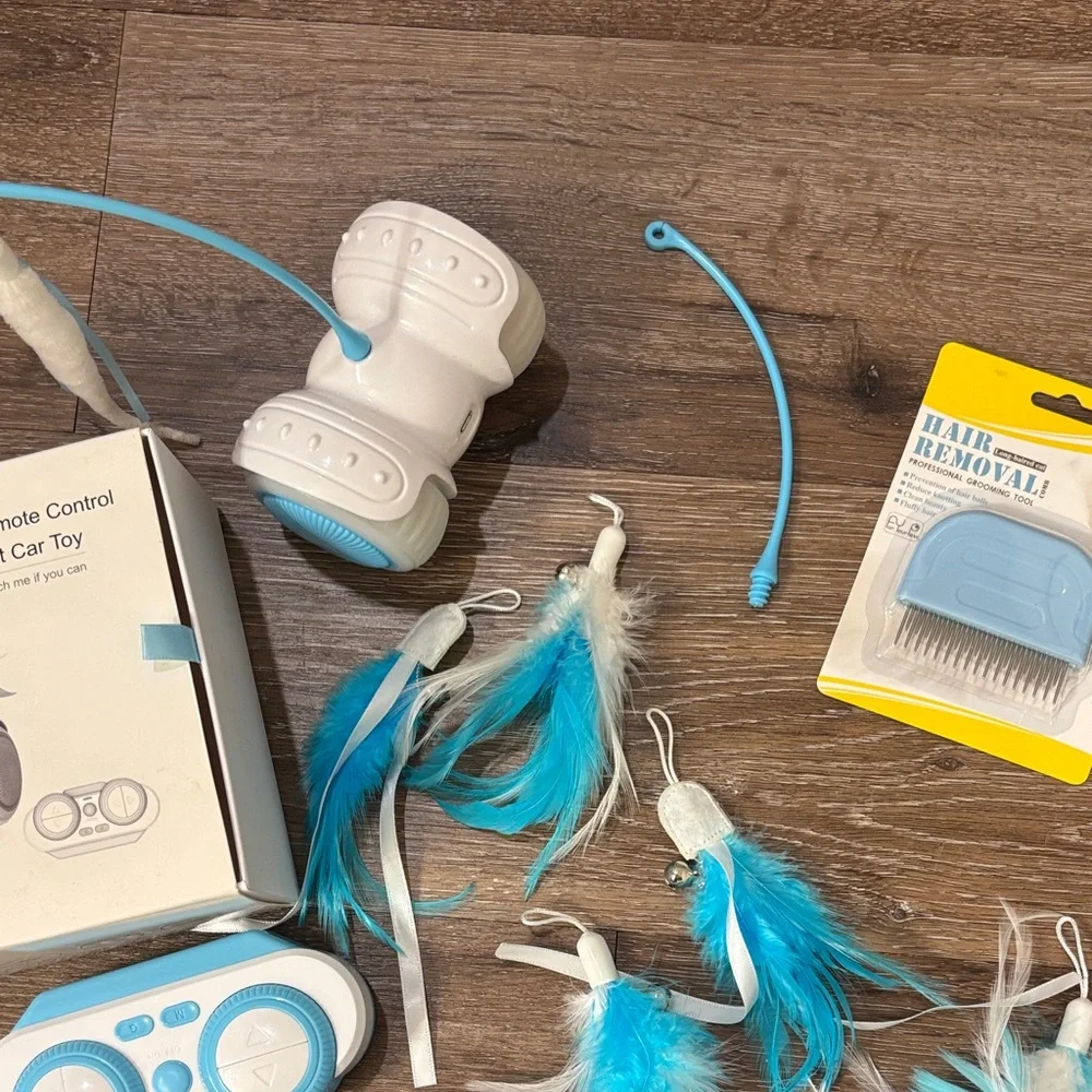 Remote Control Cat Toy with Blue Accents